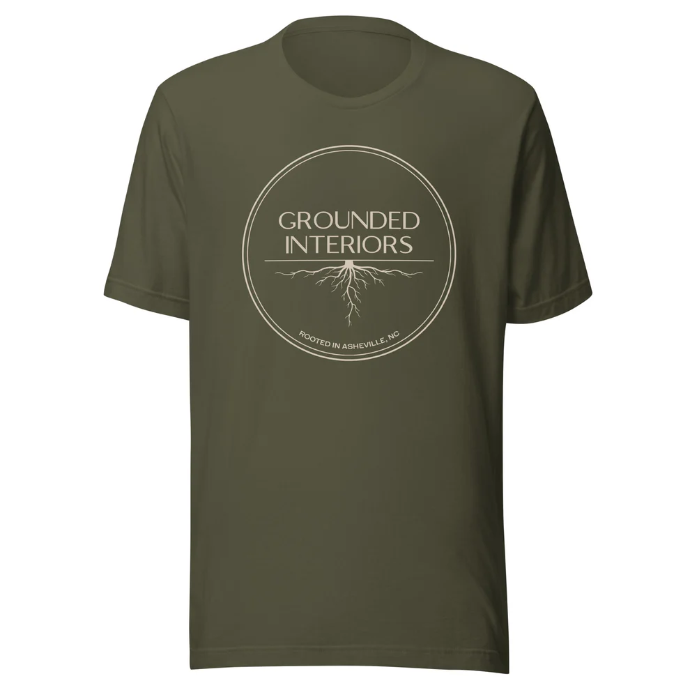 Rooted In Asheville Tee - Straight Cut (Small, Military Green)